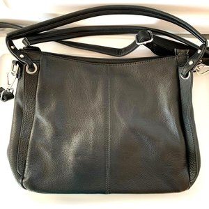 Black leather crossbody bag or handbag
